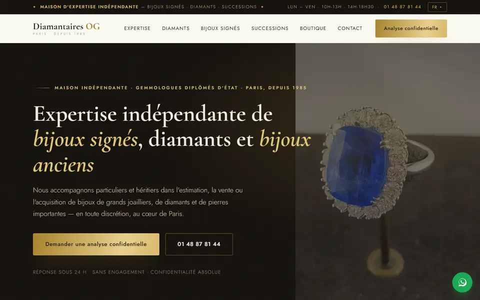 Page d’accueil de diamantaire-paris.com